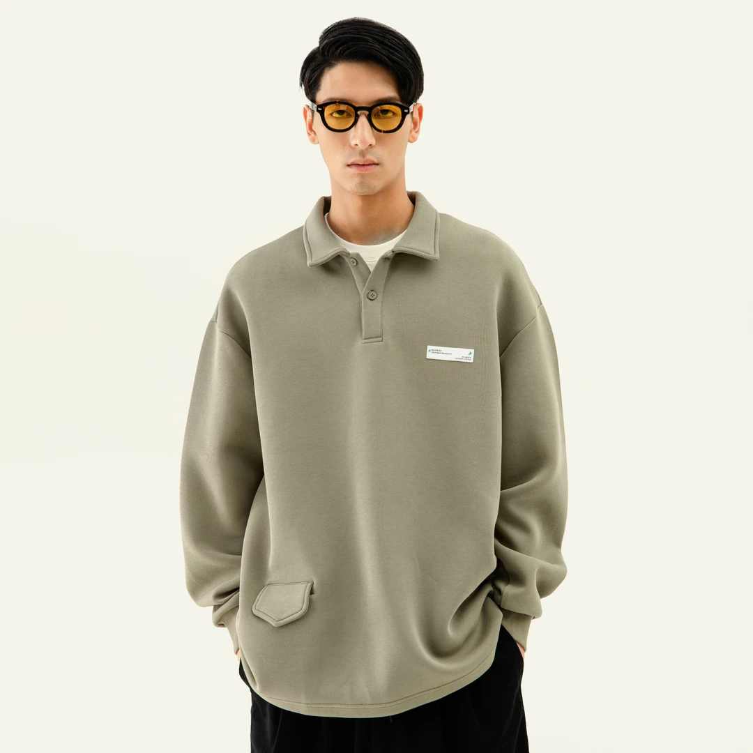 norybrand 空气棉370G 质感POLO改良款卫衣宽松日系复古