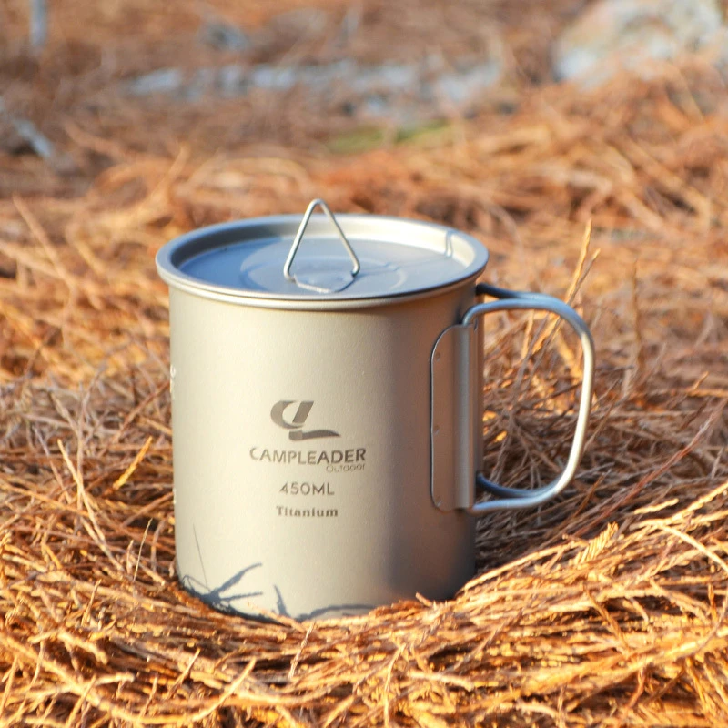 凯普力德纯钛杯露营杯水杯马克杯便携杯子折叠杯轻便钛杯450ml