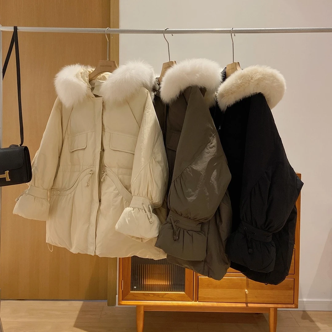 大叮自制 清仓！ 90白鸭绒！狐狸真毛领中长款羽绒服！S2869