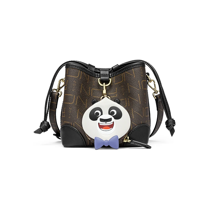 HZD菲安妮熊猫卡通印花抽绳水桶包女式单肩包斜挎包FAAFJGL001