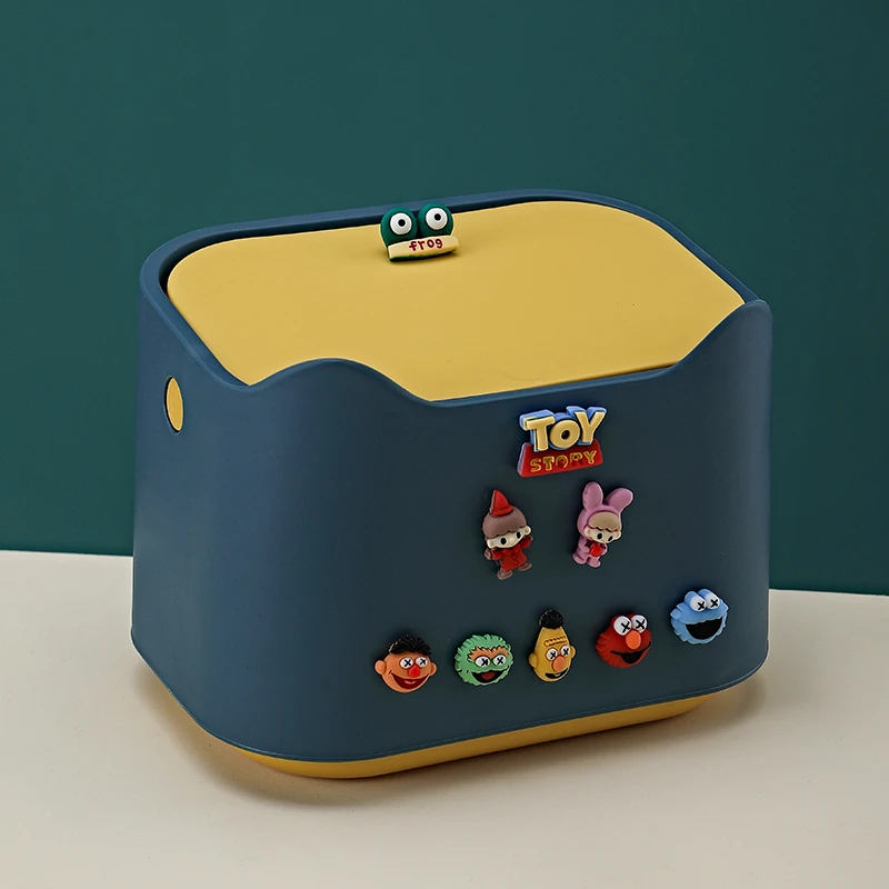 可爱卡通创意桌面垃圾桶带盖家用桌上客厅卧室床头有盖按压垃圾桶