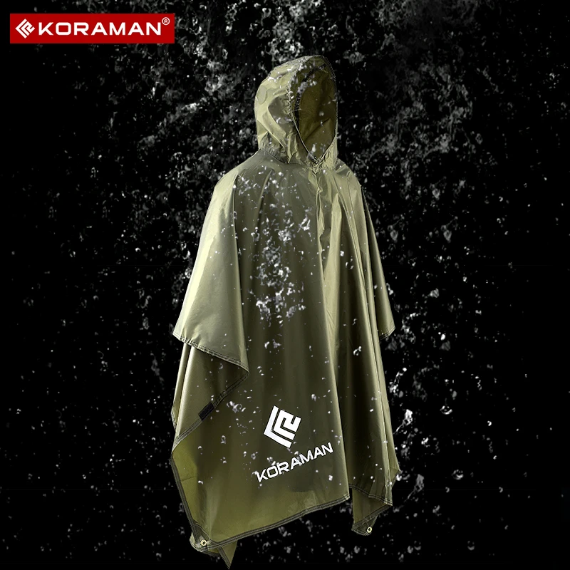 KORAMAN户外雨衣男女徒步登山露营成人防水外套便携式带帽雨披