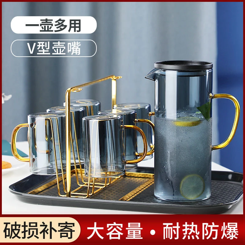 水壶玻璃耐杯玻璃水壶大容量水壶家用水壶水杯套装
