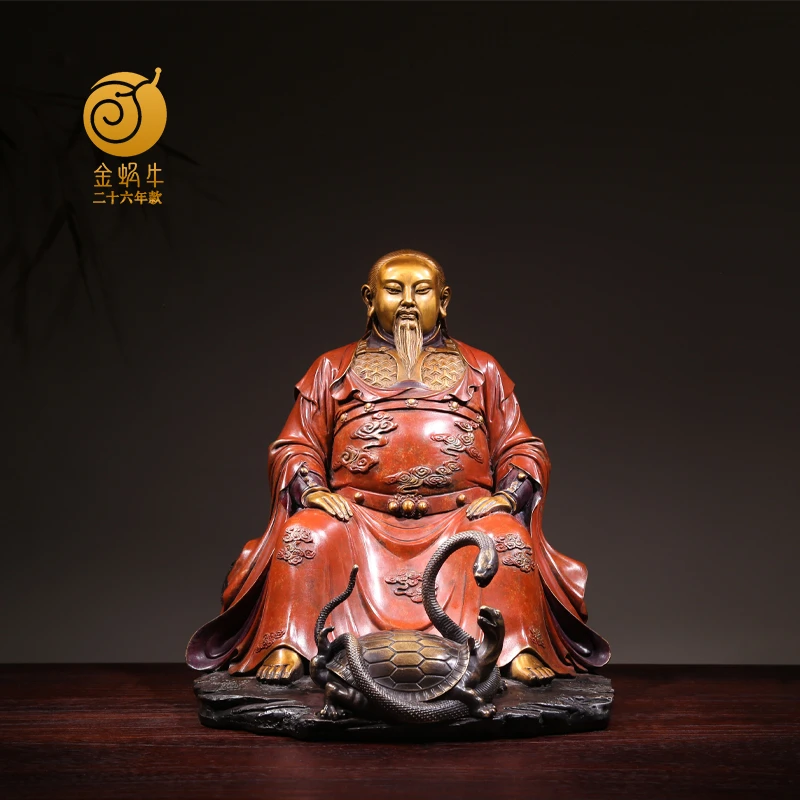 金蜗牛33#真武大帝 铜像彩铜居家店铺玄关装饰摆件艺术国风红色