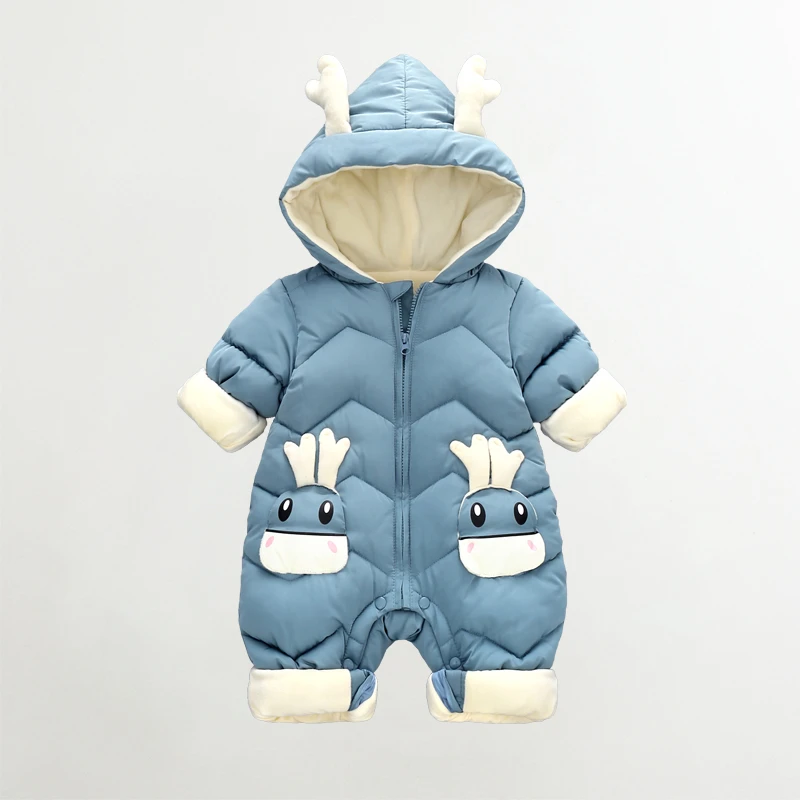 宝宝连体衣加绒棉服冬装爬爬服哈衣男女童套装新生幼婴儿外出抱衣