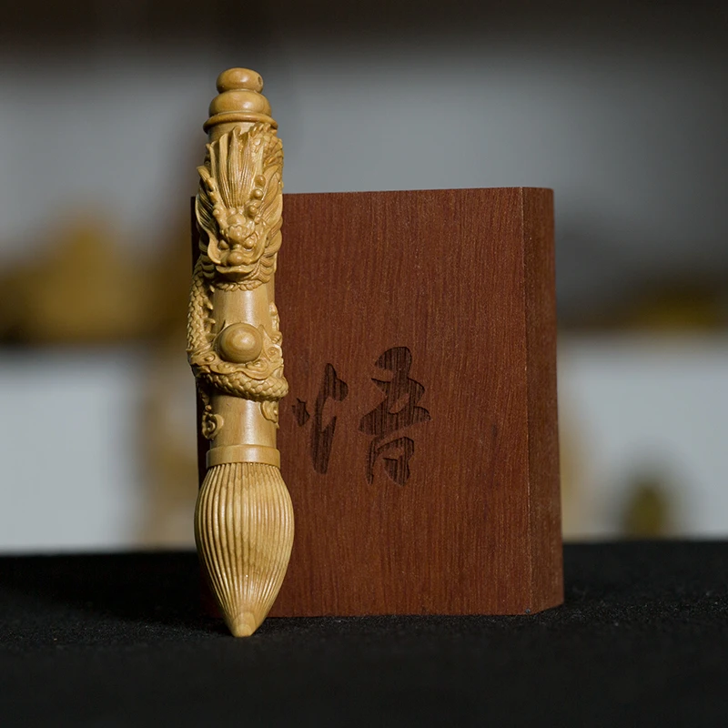 小叶黄杨木雕挂件实木雕刻工艺品龙笔文玩手把件盘玩随身把玩手件