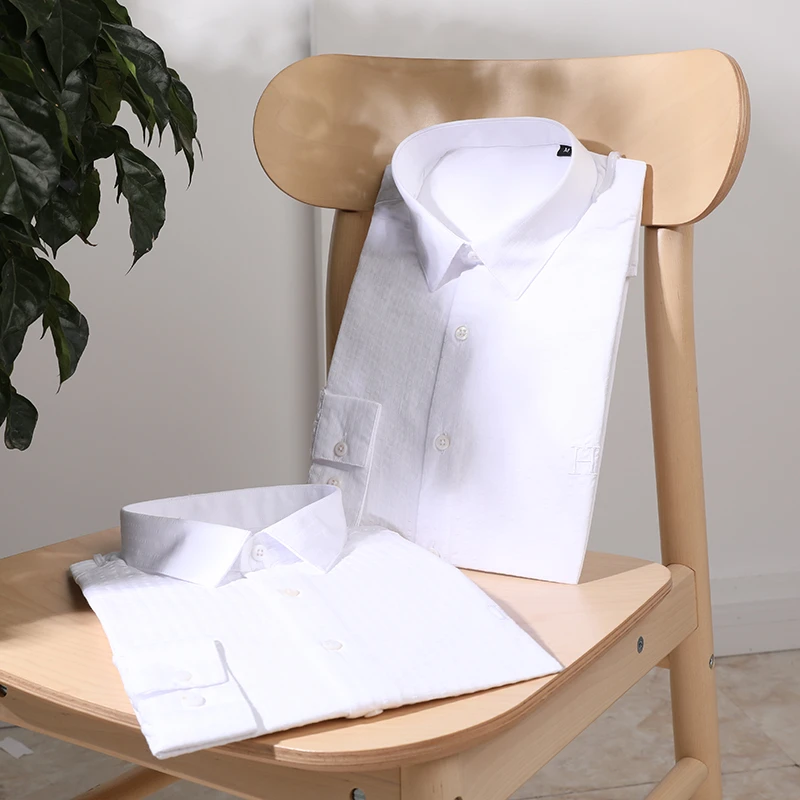 泡泡纱面料！柜子6300+！肌理感+提花设计！ 男士修身款长袖衬衫