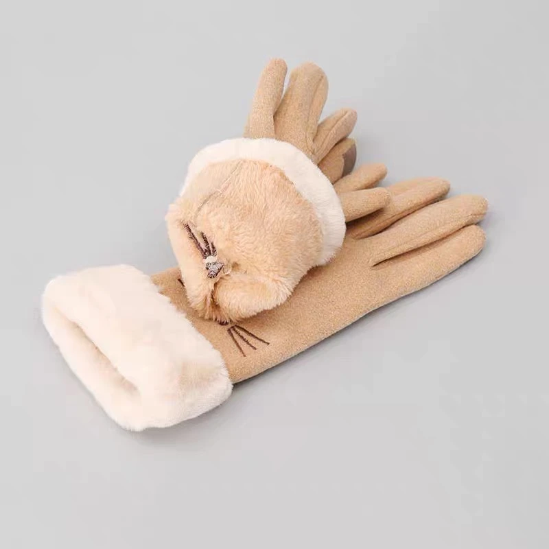 手套女冬季保暖加厚可爱ins冬女士骑车防风防寒加绒五指手套骑行