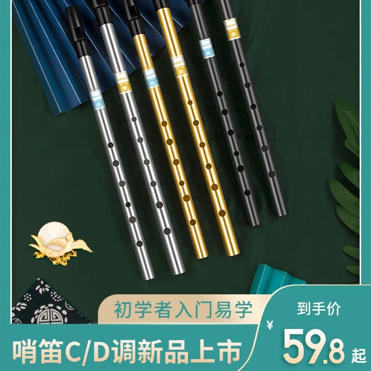 DBAO 爱尔兰哨笛 初学者入门金属哨笛 6孔C调D调高音金属直笛竖笛