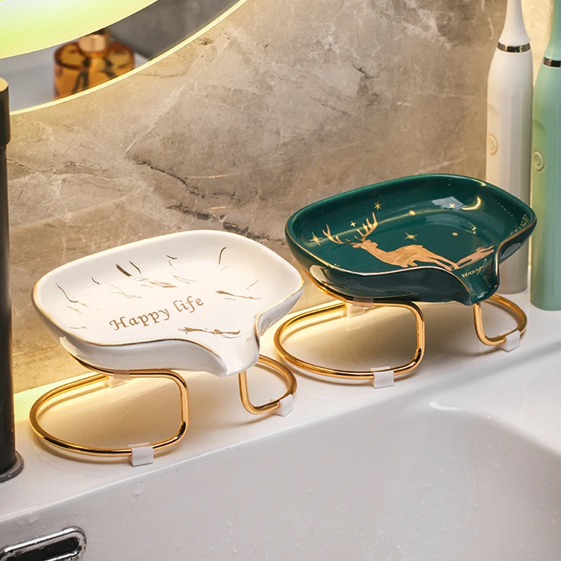 轻奢风放香皂盒神器肥皂托盘肥皂盒创意时尚家用沥水卫生间置物架