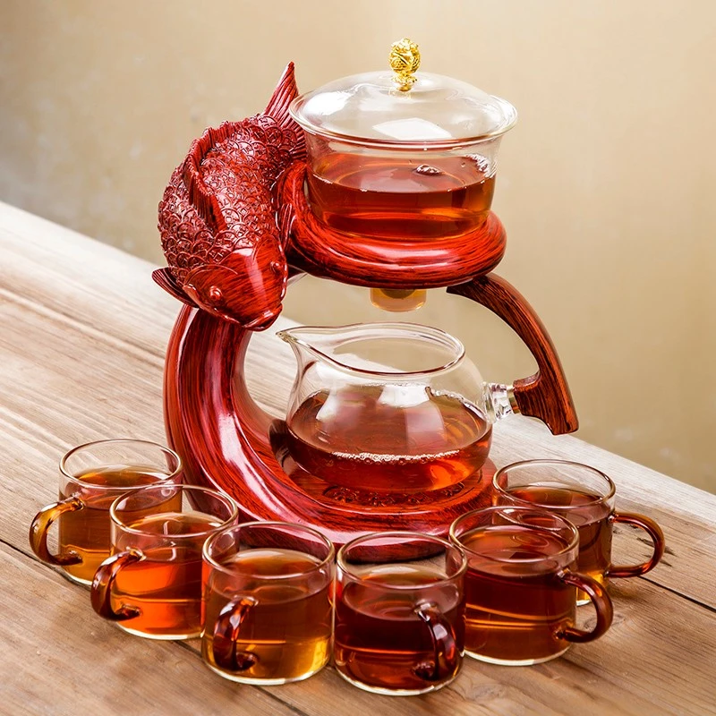 轻奢家用懒人茶具套装磁吸半自动高档创意泡茶神器透明玻璃茶壶