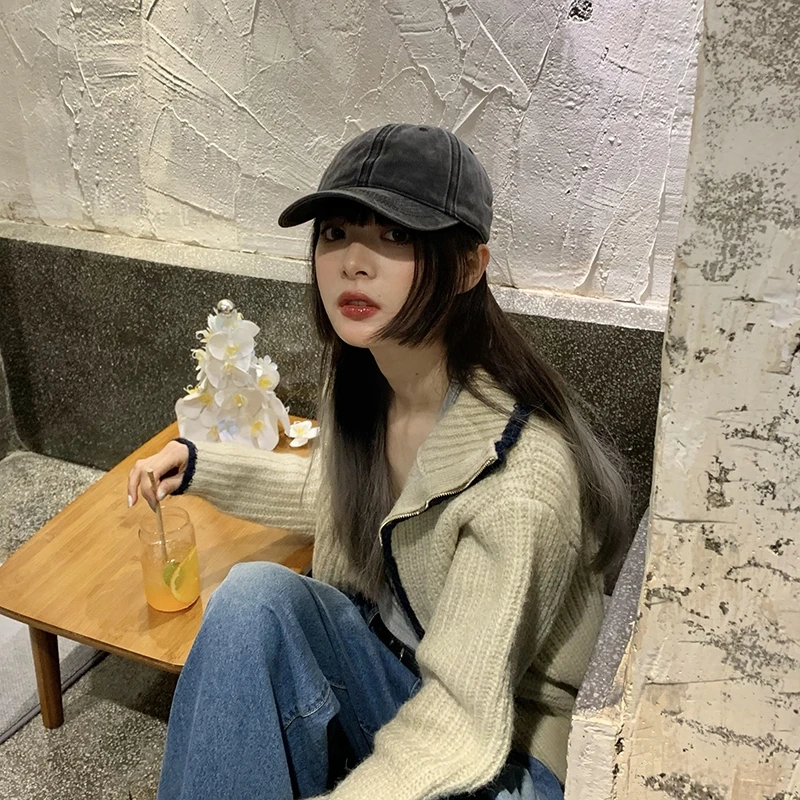 韩版百搭复古做旧水洗棒球帽 街头软顶牛仔遮阳帽日系鸭舌帽帽子