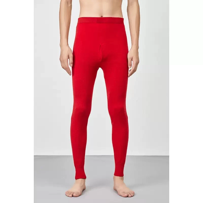 68/3精纺无缝天衣无缝100%纯羊绒红色男士打底裤紧身冬季线裤无痕