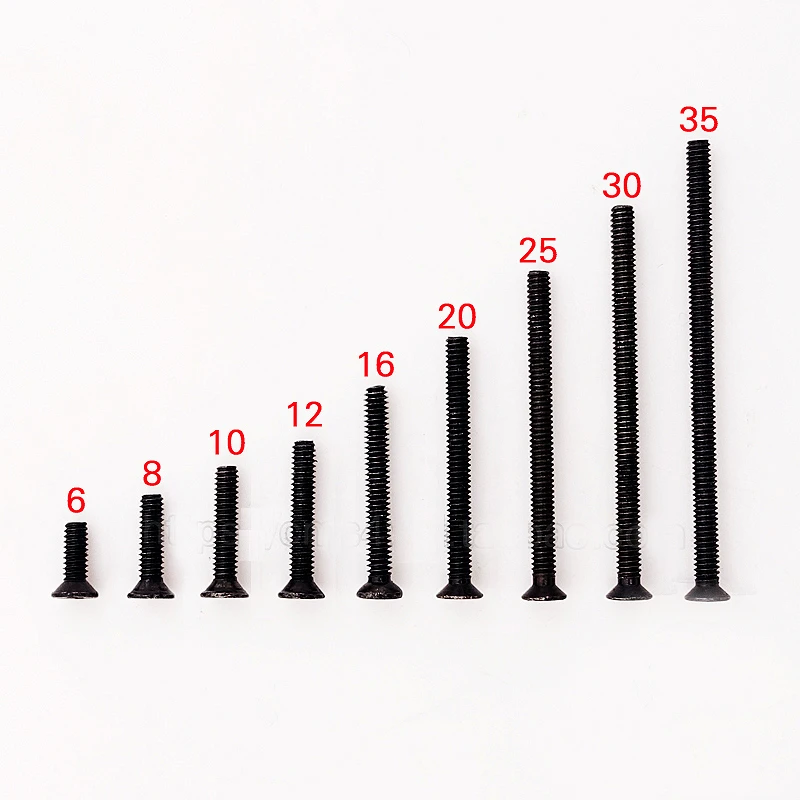 自制田宫四驱车配件螺丝 M2黑色沉头螺丝6-35mm长度 20根装