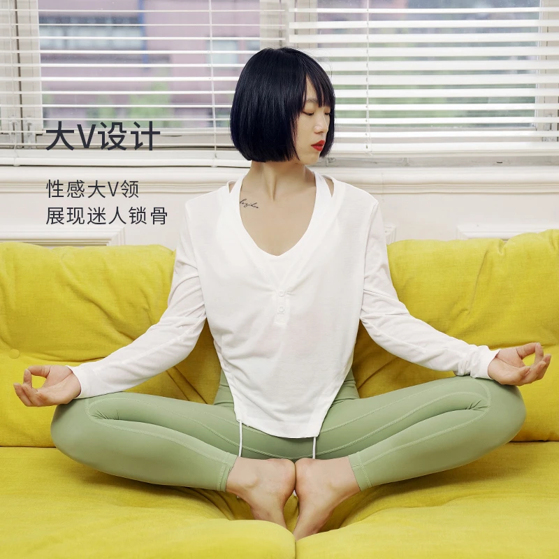 长袖瑜伽罩衫女性新款时尚健身外套跑步上衣薄款性感锁骨CX005