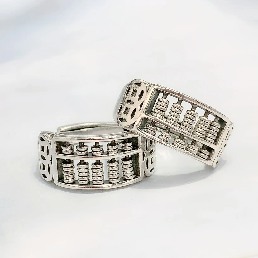 925银戒指 财源滚滚算盘戒指 925