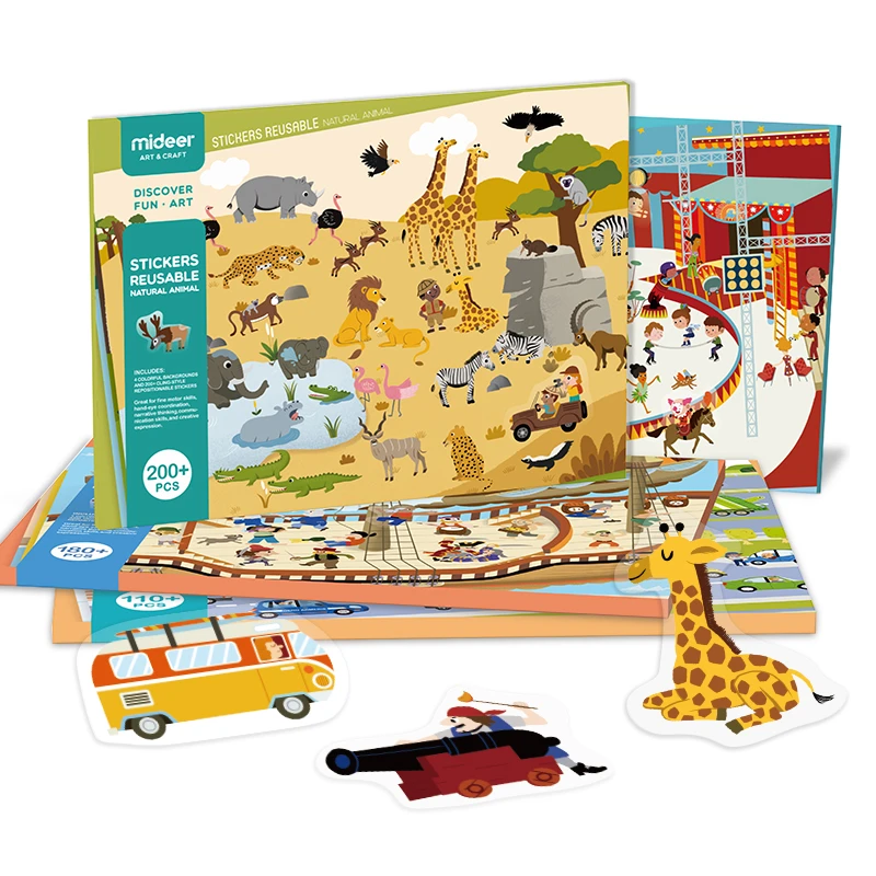 【会员】弥鹿儿童贴纸书宝宝反复贴画幼儿静电贴纸静电贴纸玩具