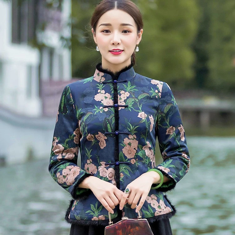 华族经典【往昔】夹棉旗袍上衣复古