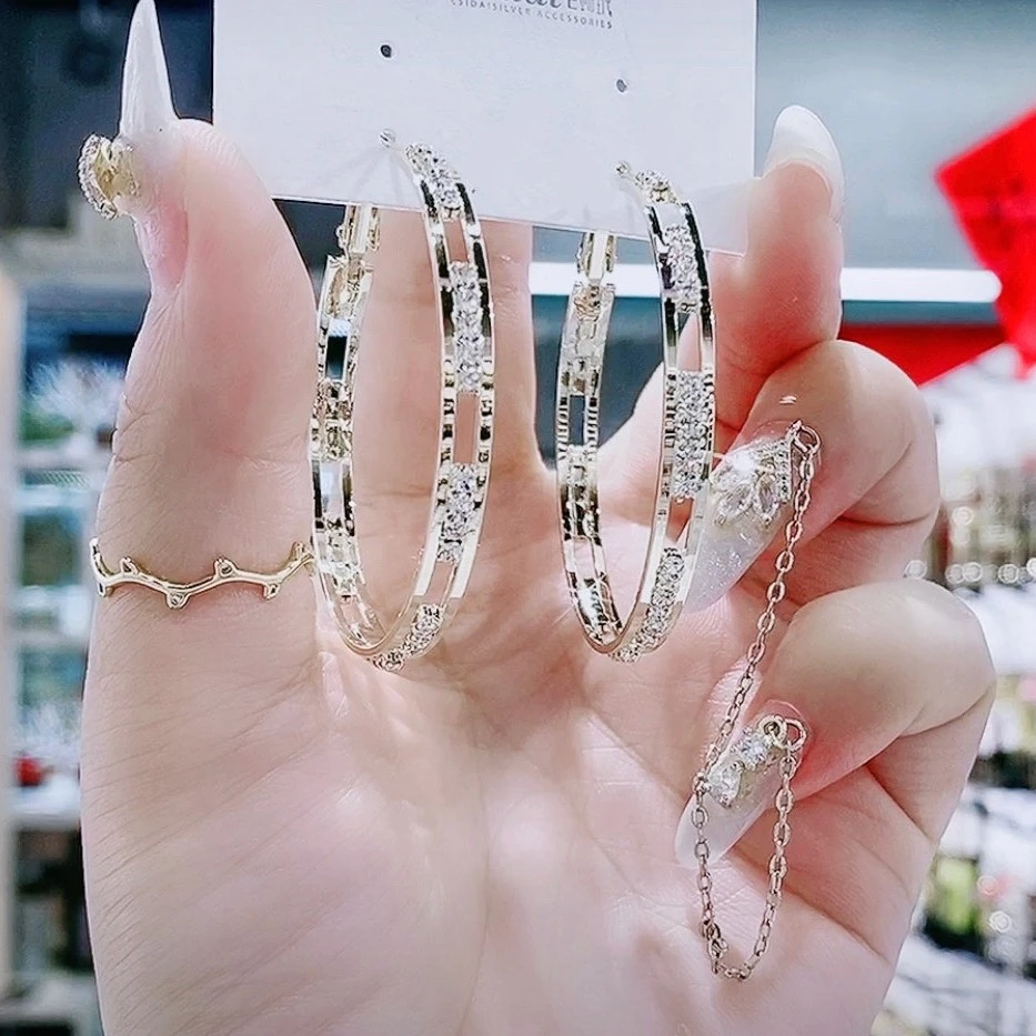 XINGHUOSHISHANG/星火时尚 铜合金合成锆石耳饰 040-爆款双圈耳环