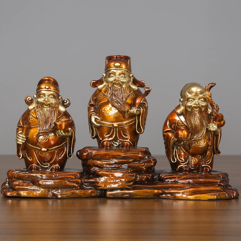 铜天下彩铜《福禄寿三星》工艺品摆件