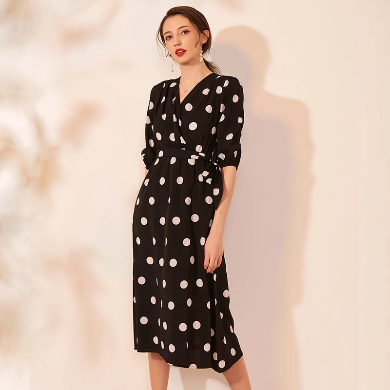 x621-X630新款韩版气质显瘦长袖连衣裙女v领收腰复古修身中长裙子