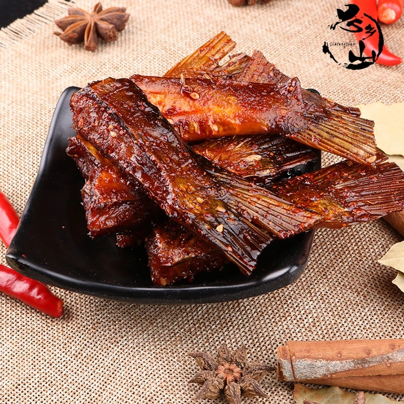 思乡山品牌特产麻辣爆辣鱼尾巴100g鱼肉制品特色传统风味零食小吃