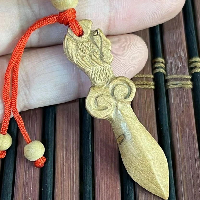 泰山鸿运阁桃木雕刻桃木剑钥匙扣龙剑钥匙扣