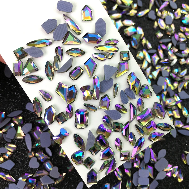 30颗烫底魅影紫美甲钻饰网红爆款指甲钻平底异形胶底精品闪钻混装