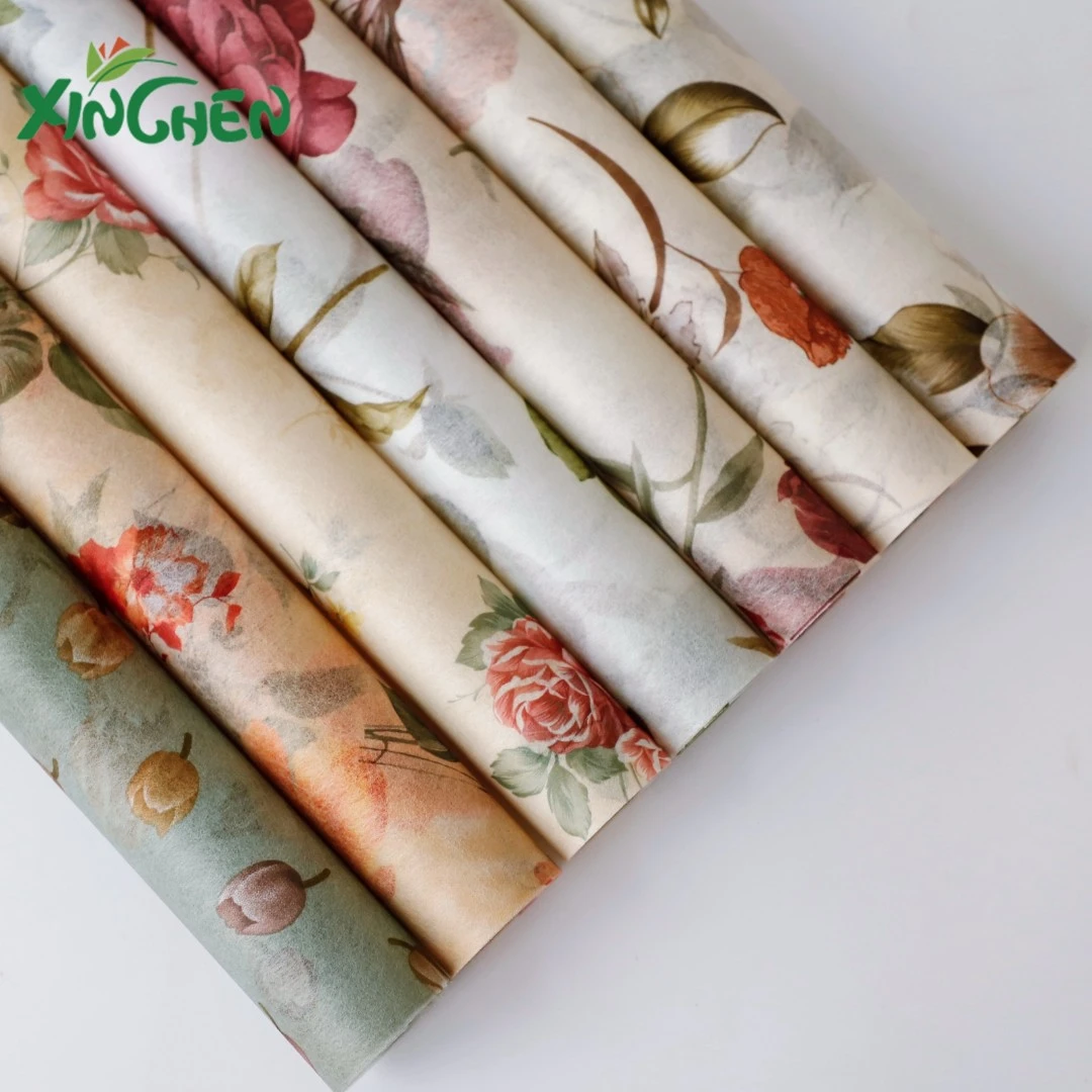 印花防水无妨内衬包装纸中式大花一卷4.5米