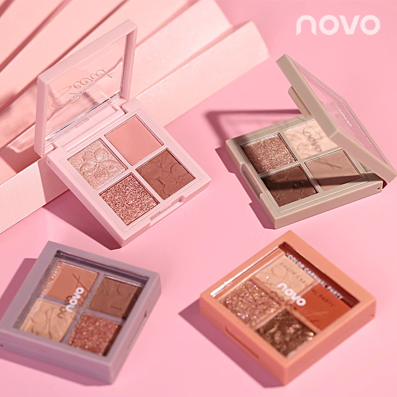 NOVO新款四色眼影小盘便携多色珠光大地色眼影盘持久不脱妆易上色