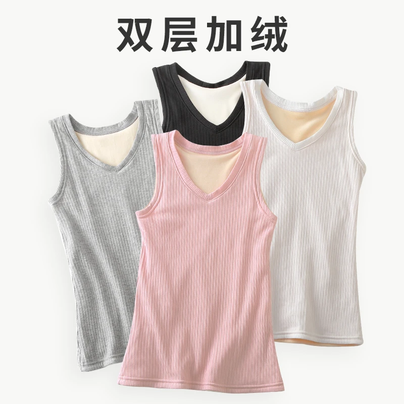 【粉丝专享】双层加绒保暖背心女士冬季打底内衣加厚283