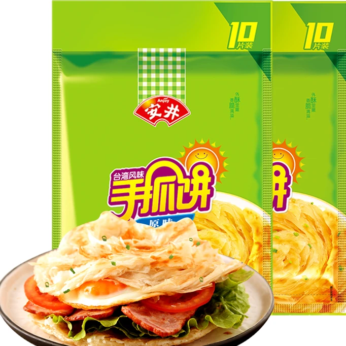 Anjoy/安井手抓饼面饼家庭装900g（10片）*2袋