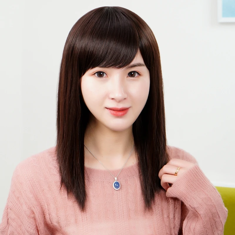 假发女长发全头套式50岁中年妈妈中长发减龄圆脸盖白发真发有刘海