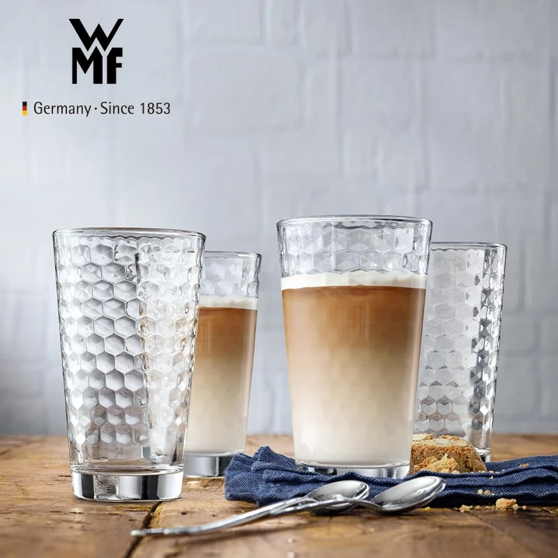 WMF德国福腾宝 菱纹玻璃杯 拿铁杯4件套 275mL咖啡杯早餐杯水杯