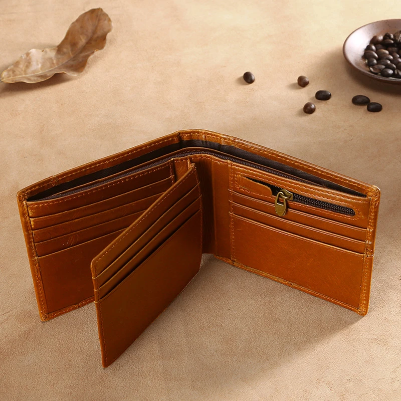 【头层牛皮】复古头层油蜡皮钱包 真皮卡包钱包