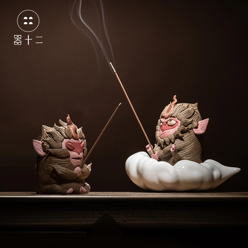 器十二原创陶瓷捏雕国潮大圣陶瓷茶宠摆件