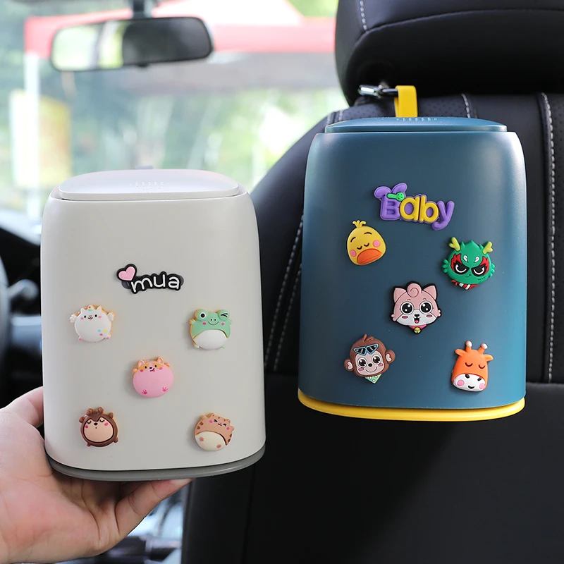 创意车载垃圾桶卡通可爱前排副驾驶汽车内用后排座椅背迷你挂式桶