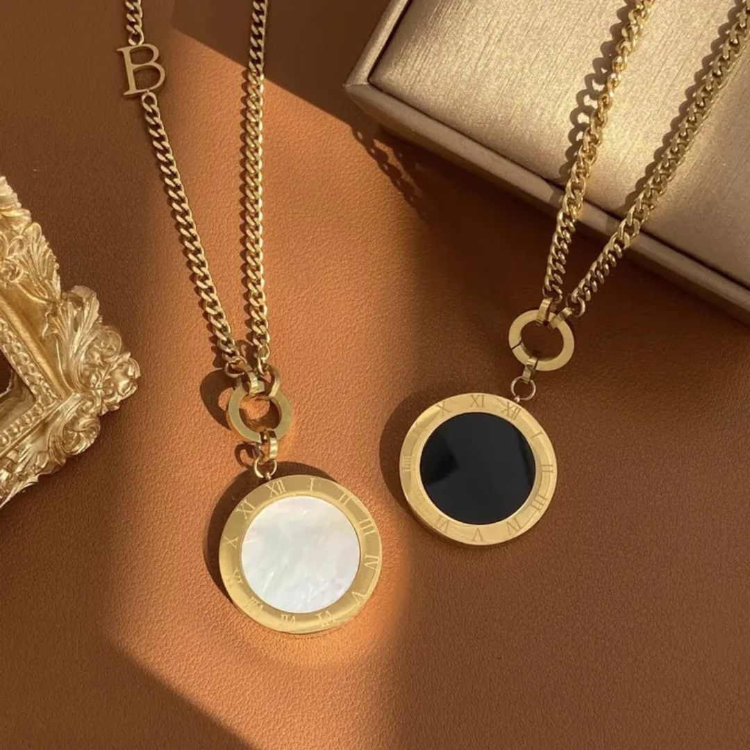 钛钢项链 精品新款欧货网红贝壳钛钢毛衣链双面长款项链不裉色女