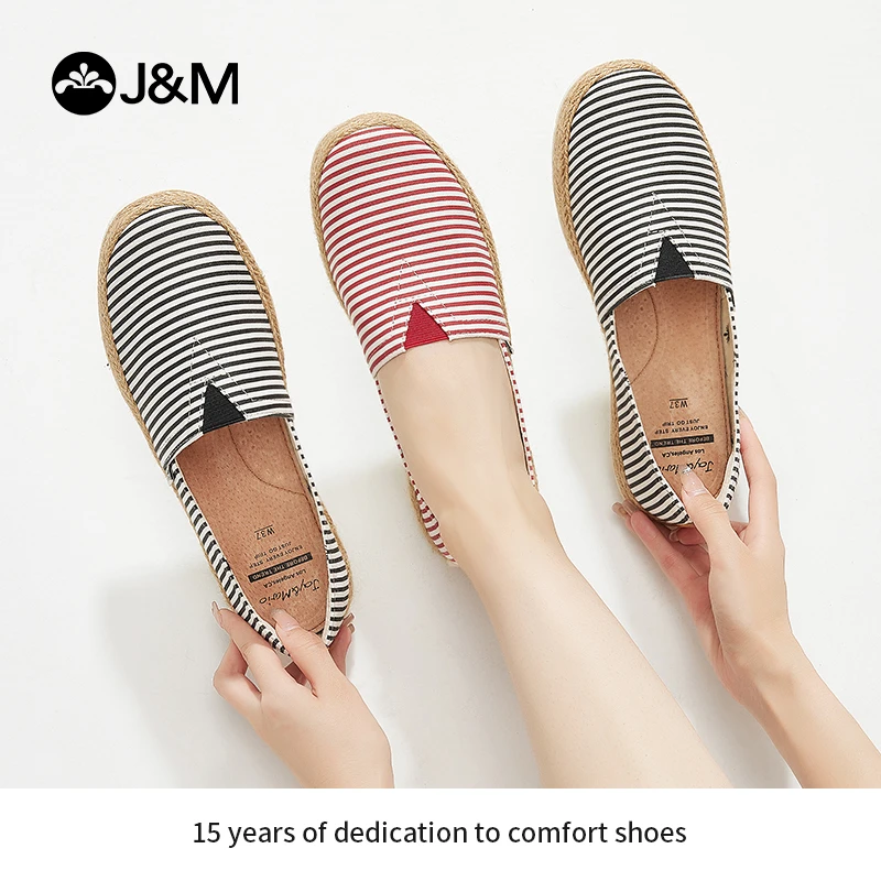 J&M/快乐玛丽麻底渔夫鞋女2022新款休闲舒适懒人一脚蹬布鞋72216W