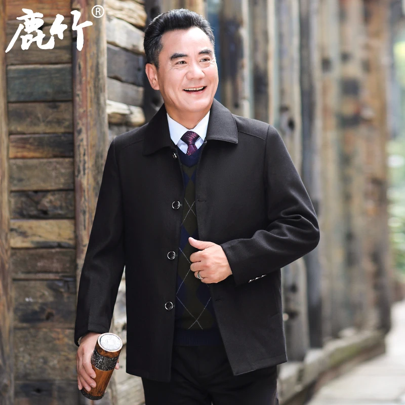 2025秋季新款爸爸装翻领夹克衫中年男士商务男装休闲老干部外套男