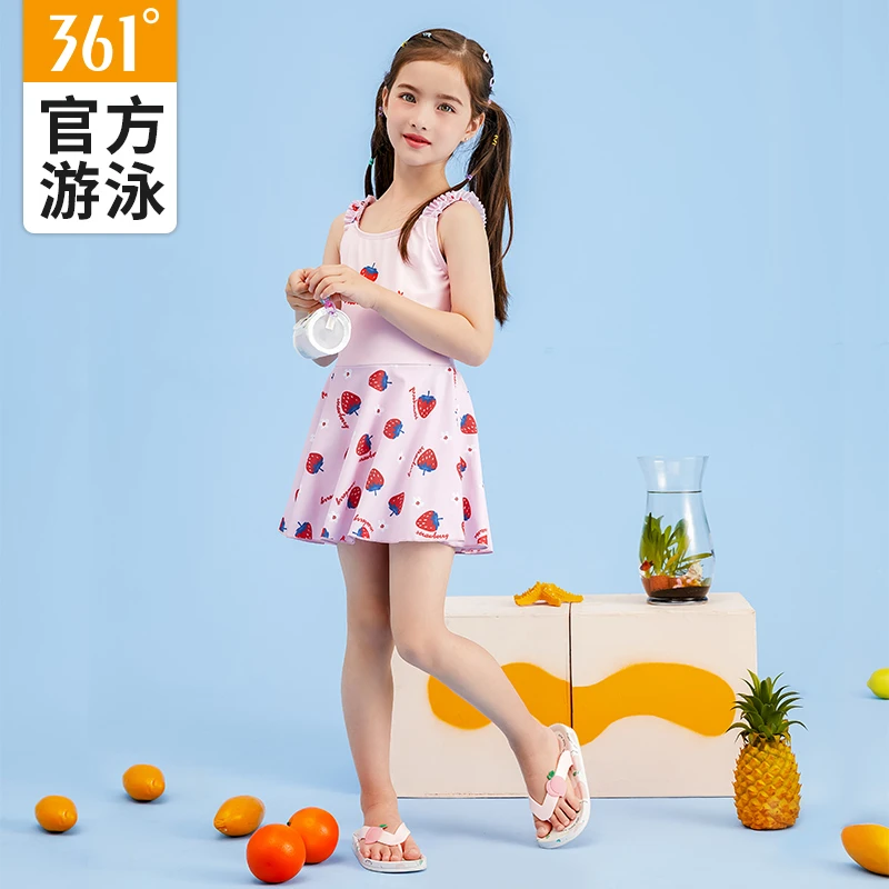 361°泳衣女童宝宝连体裙式小中大童2021新款可爱公主儿童游泳装