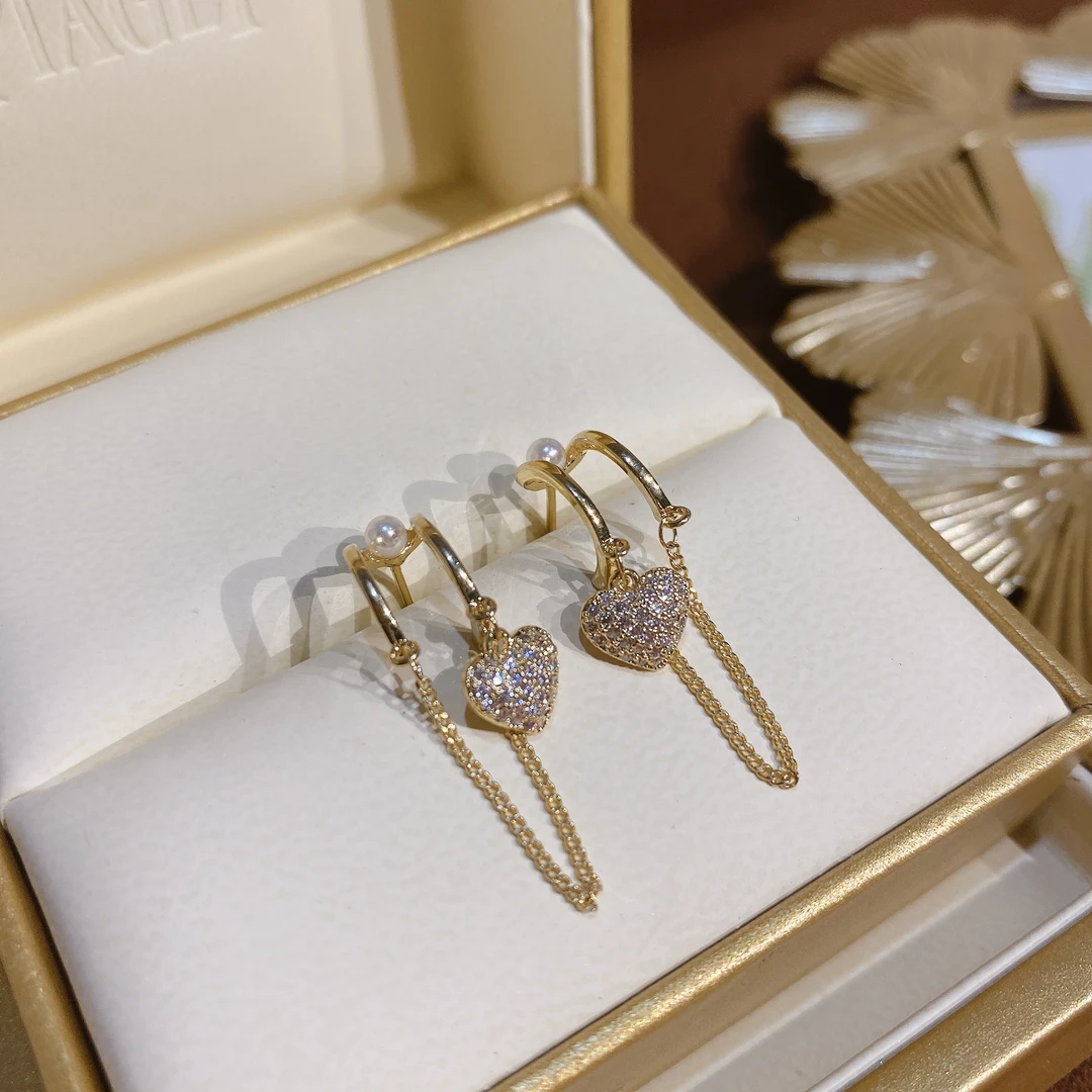 铜合金耳饰 HiLuck流苏爱心耳环女轻奢小众气质精致耳钉饰品搭配