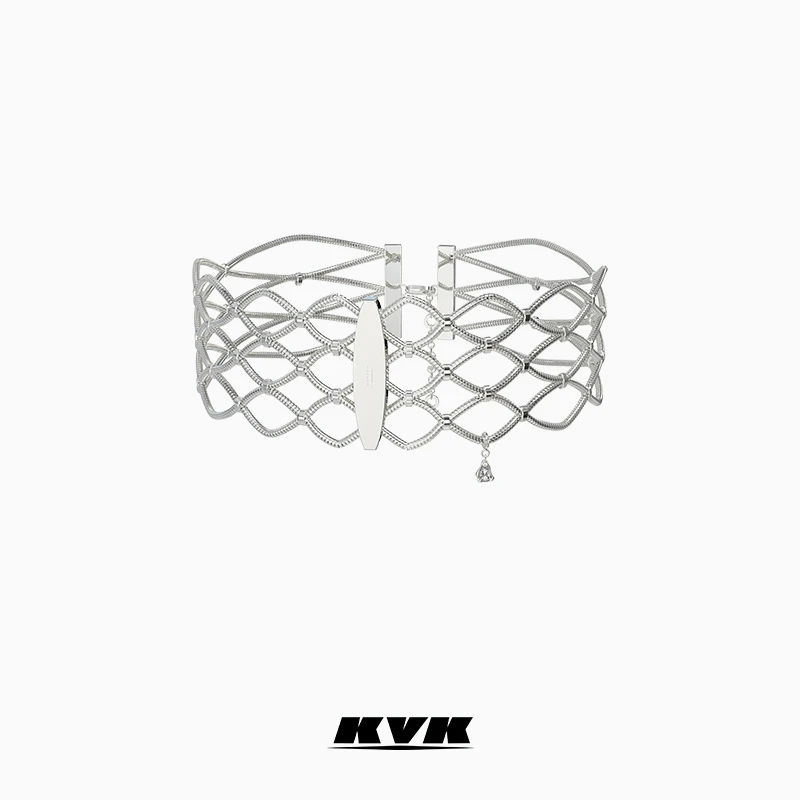 KVK 铜合金项链 【刘逸云同款】THE NET网系列网状编织锆石开口项圈