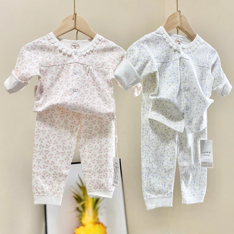 班纳之家婴儿宝宝无骨套装小碎花春秋儿童女童居家服睡衣秋衣