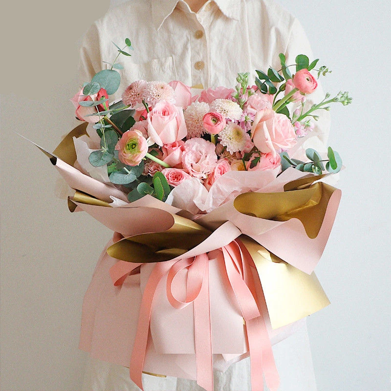 鲜花包装纸双面双色欧雅纸韩式花束包装纸包花纸58*58CM