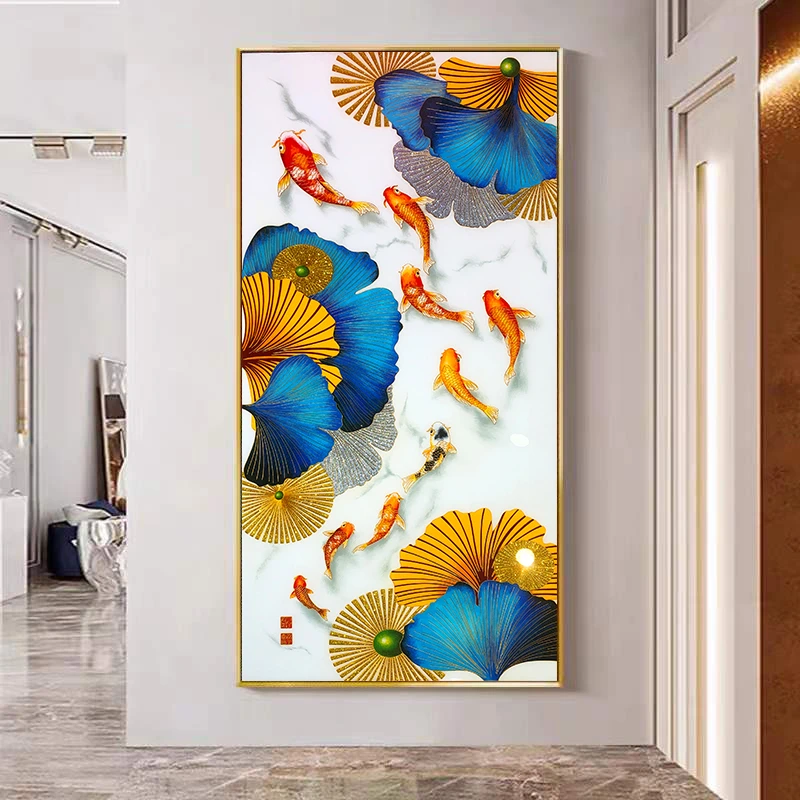 家大业大九鱼图景韵阁掐丝珐琅画diy材料包 新中式轻奢玄关装饰画