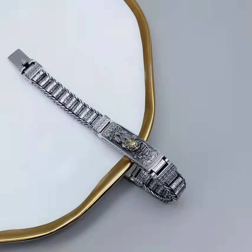 925银手链 【淼淼银饰】S925银时尚貔貅手链