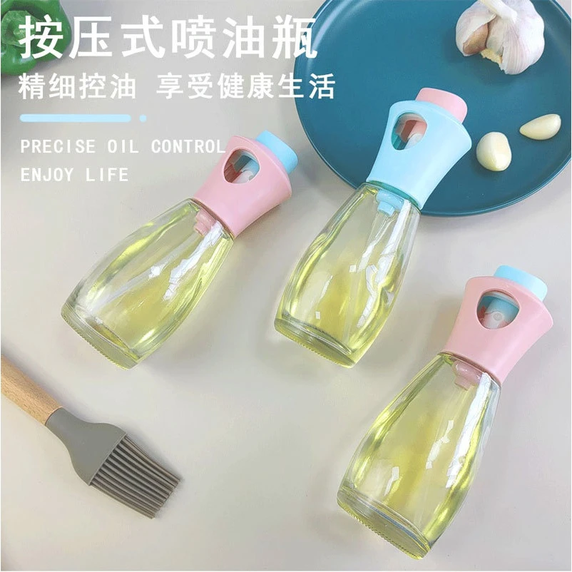 木浅厨房喷油壶烧烤喷油壶家用玻璃按压式防漏透明油瓶带盖大容量