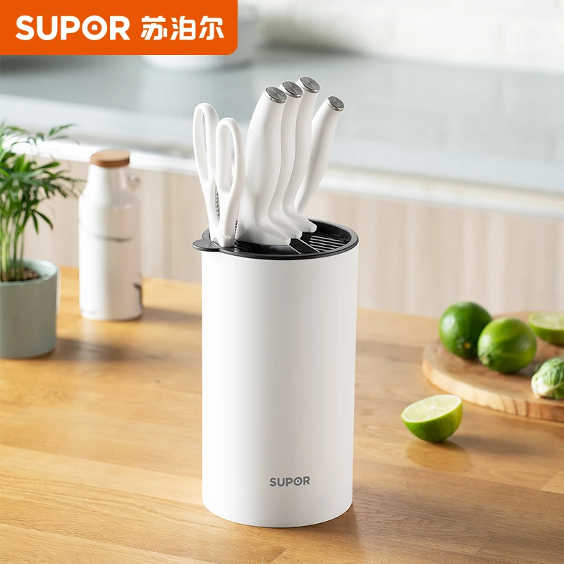 苏泊尔尖峰刀具六件套厨房用多功能锋利菜刀防霉家用置物不锈钢