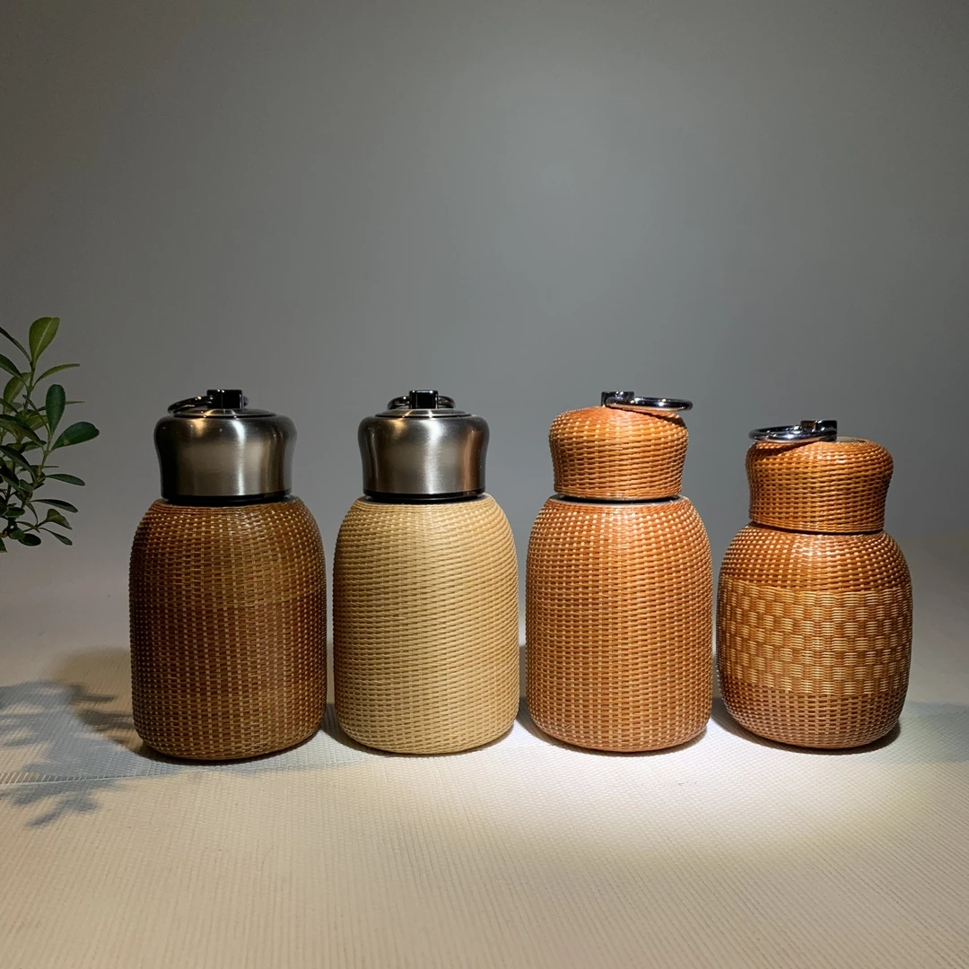 东阳竹编小可爱小巧304不锈钢保温杯竹编水杯竹制杯子纯手工编织